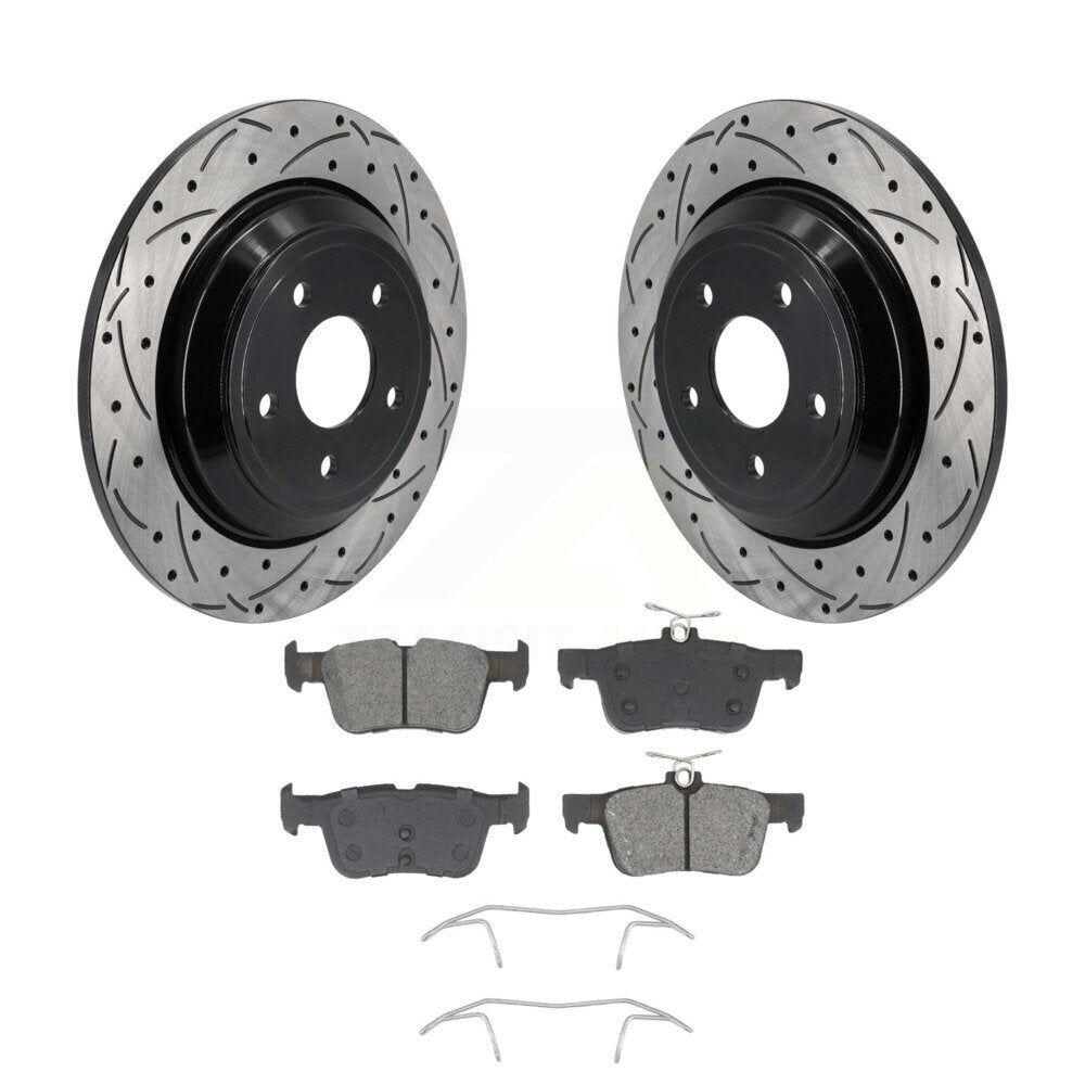 Drilled Slot Brake Rotor Semi-Metallic Pad Rear Kit For Ford Escape Bronco Sport