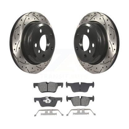 Drill Slot Brake Rotors Semi-Metallic Pad Rear Kit For BMW 328i xDrive 330i 320i