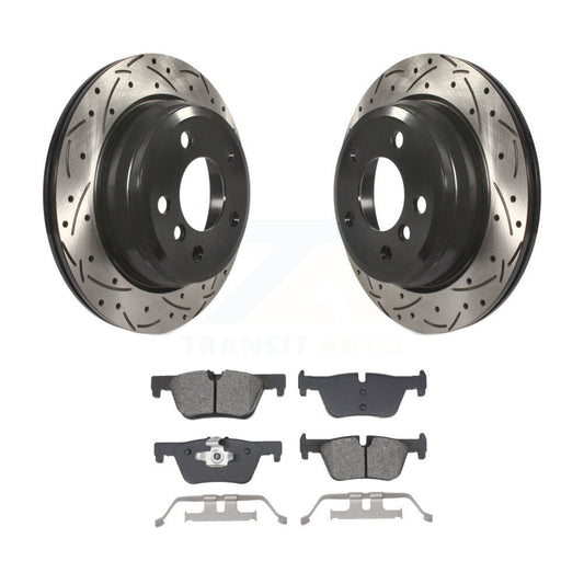 Drill Slot Brake Rotors Semi-Metallic Pad Rear Kit For BMW 328i xDrive 330i 320i