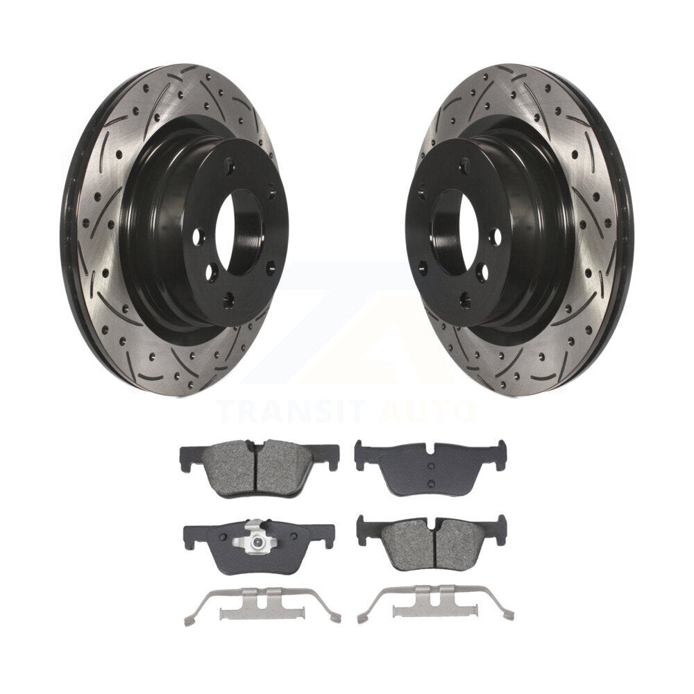 Drill Slot Brake Rotors Semi-Metallic Pad Rear Kit For BMW 230i xDrive 228i 328i