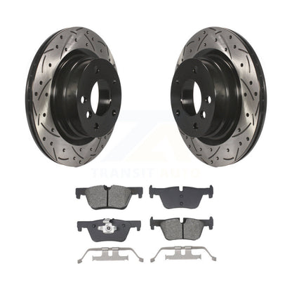 Drill Slot Brake Rotors Semi-Metallic Pad Rear Kit For BMW 230i xDrive 228i 328i