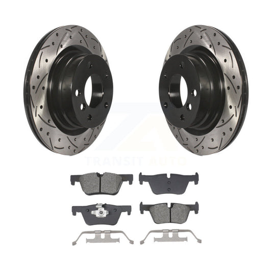 Drill Slot Brake Rotors Semi-Metallic Pad Rear Kit For BMW 230i xDrive 228i 328i
