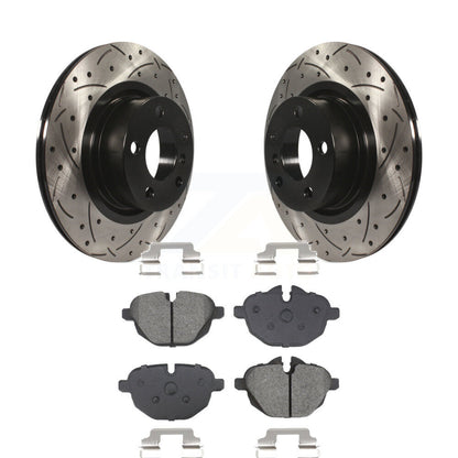 Coated Drilled Slotted Disc Brake Rotor Semi-Metallic Pad Rear Kit For BMW X3 X4