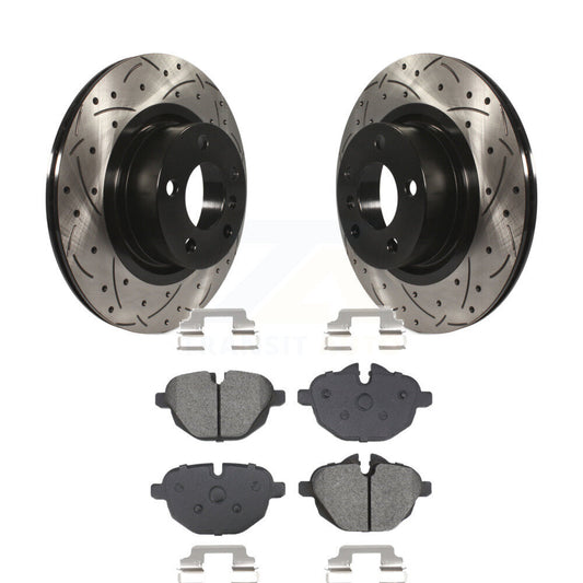 Coated Drilled Slotted Disc Brake Rotor Semi-Metallic Pad Rear Kit For BMW X3 X4