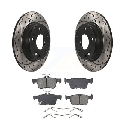 Drilled Slot Disc Brake Rotor Semi-Metallic Pad Rear Kit For Honda Civic Insight