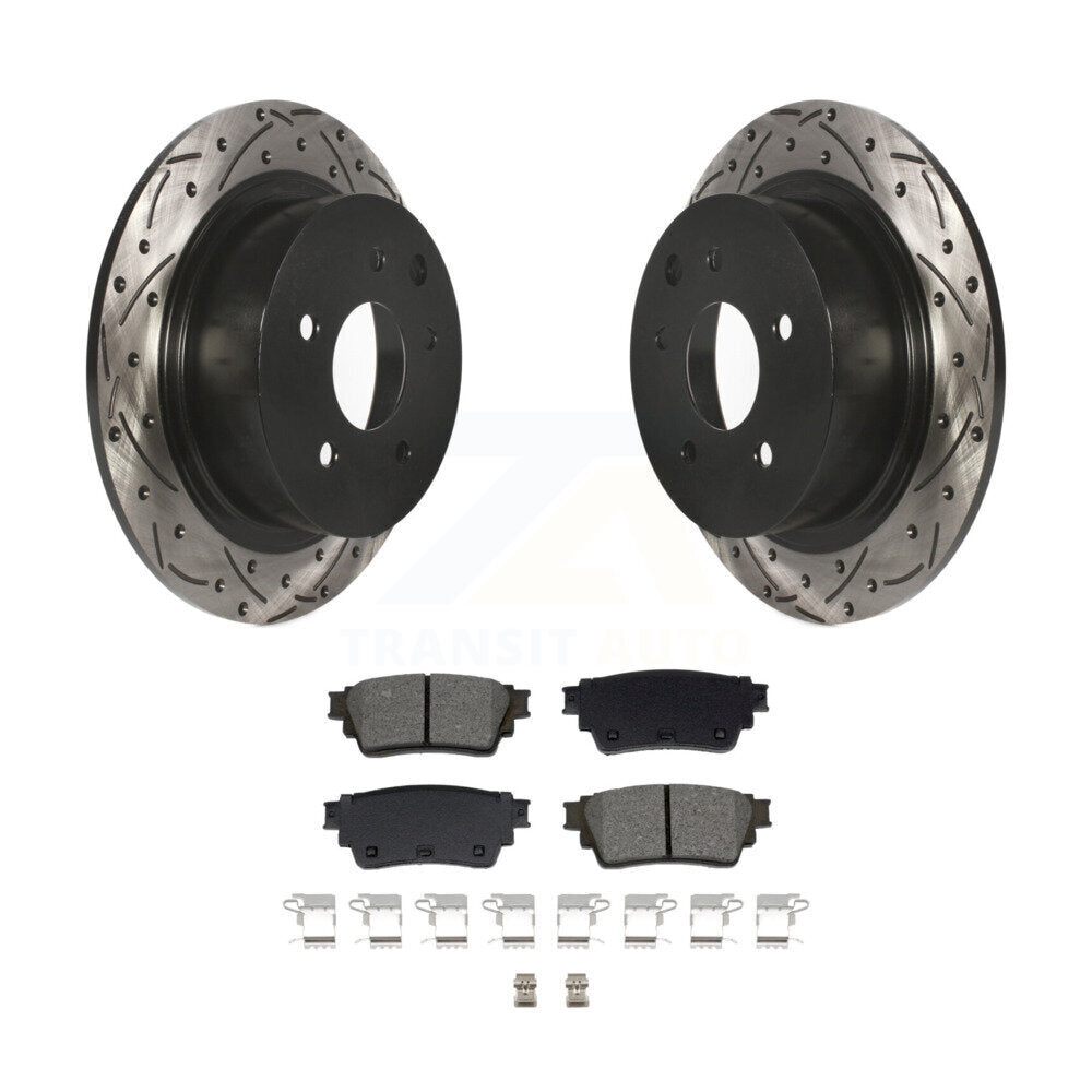 Drilled Slot Brake Rotors Semi-Metallic Pad Rear Kit For 19-20 Nissan Altima AWD
