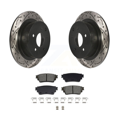 Drilled Slot Brake Rotors Semi-Metallic Pad Rear Kit For 19-20 Nissan Altima AWD
