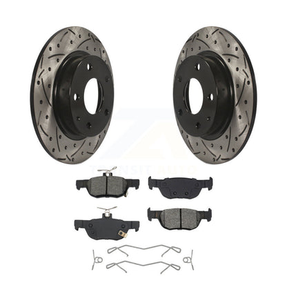 Drilled Slot Disc Brake Rotor Semi-Metallic Pad Rear Kit For Mazda 3 CX-30 Sport