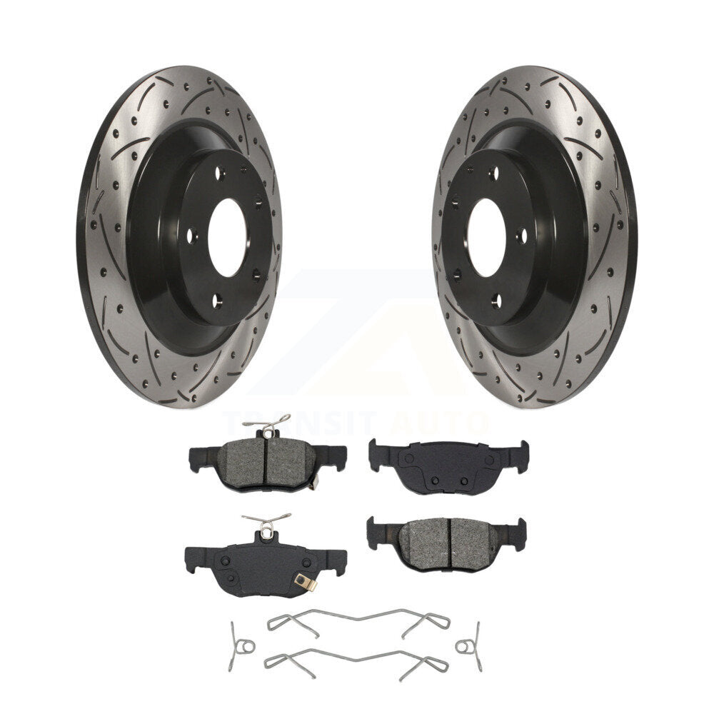 Drill Slot Disc Brake Rotors Semi-Metallic Pad Rear Kit For Mazda CX-30 MX-30 EV