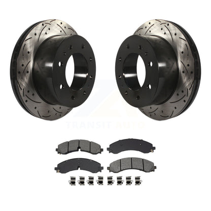 Drill Slot Brake Rotors Semi-Metallic Pad Rear Kit For GMC Chevrolet Sierra 2500