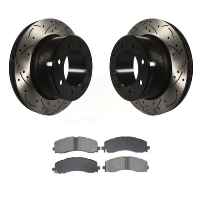 Coated Drill Slot Disc Brake Rotors Semi-Metallic Pad Rear Kit For Ram 2500 3500