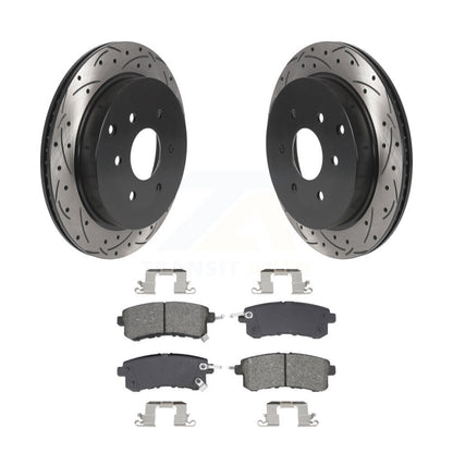 Drill Slot Brake Rotors Semi-Metallic Pad Rear Kit For INFINITI QX80 Nissan QX56