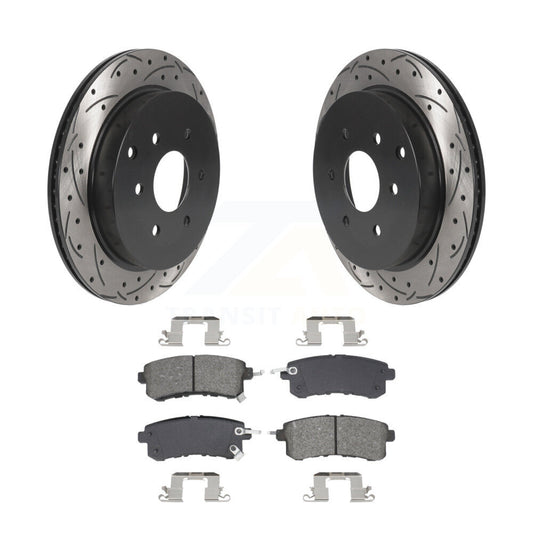 Drill Slot Brake Rotors Semi-Metallic Pad Rear Kit For INFINITI QX80 Nissan QX56