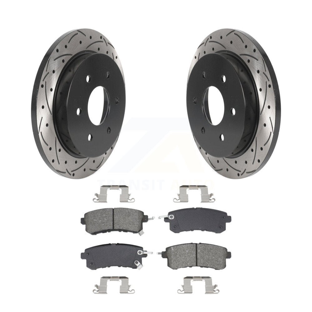 Coated Drill Slot Disc Brake Rotors Semi-Metallic Pad Rear Kit For Nissan Armada