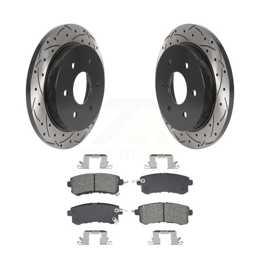 Coated Drill Slot Disc Brake Rotors Semi-Metallic Pad Rear Kit For Nissan Armada