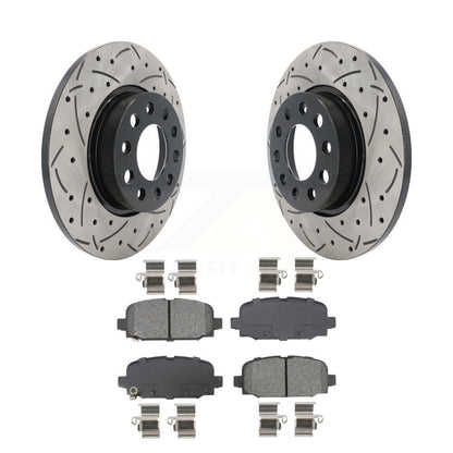 Coated Drilled Slot Disc Brake Rotor Semi-Metallic Pad Rear Kit For Jeep Compass
