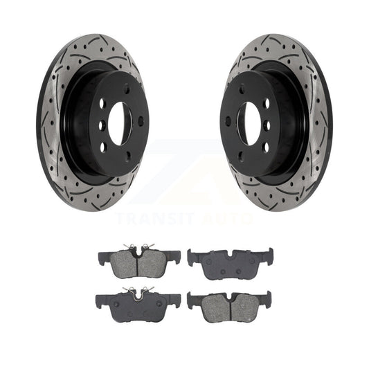Drill Slot Brake Rotor Semi-Metallic Pad Rear Kit For Mini Cooper Countryman BMW