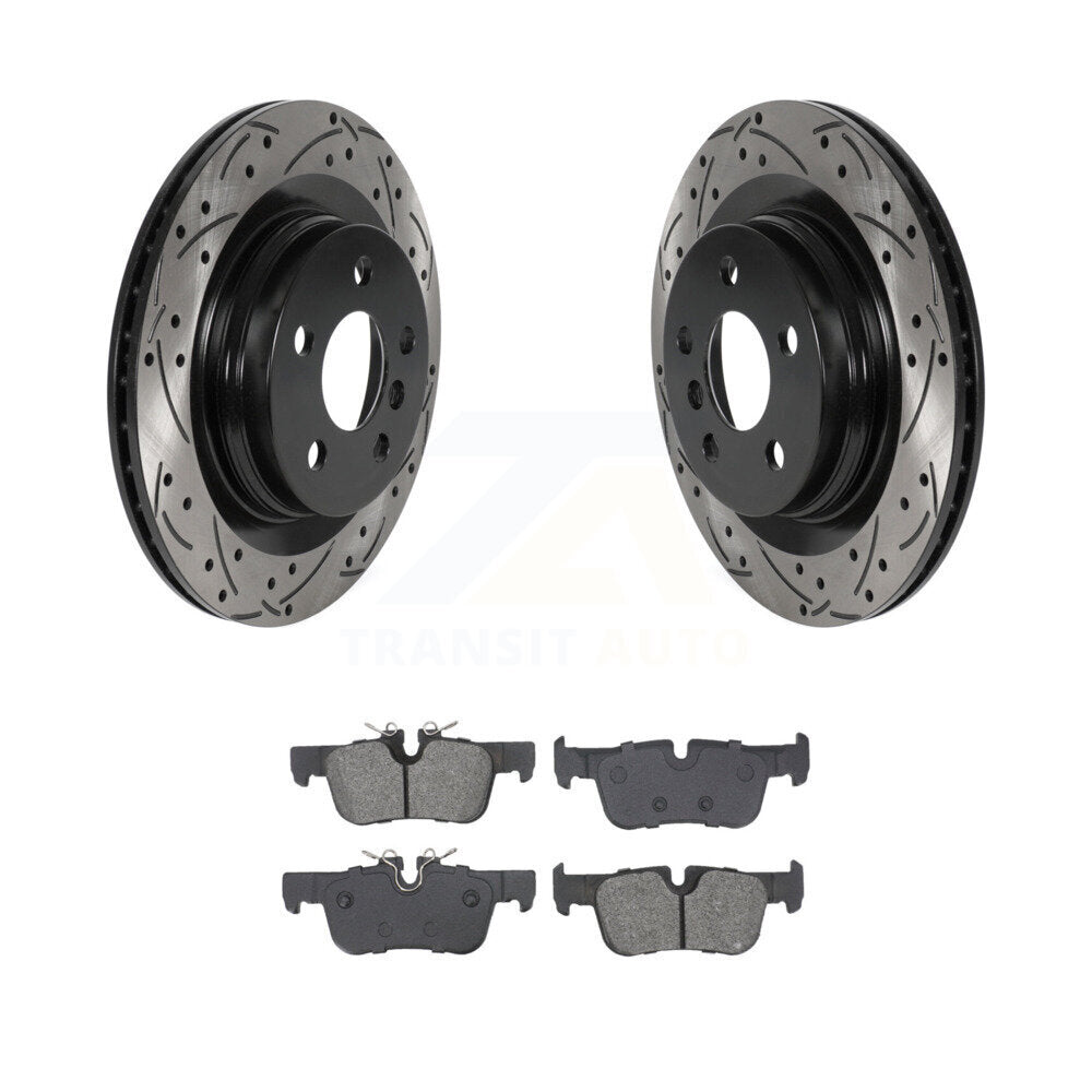 Drill Slot Brake Rotor Semi-Metallic Pad Rear Kit For BMW X1 Mini X2 Cooper 228i