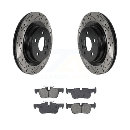 Drill Slot Brake Rotor Semi-Metallic Pad Rear Kit For BMW X1 Mini X2 Cooper 228i