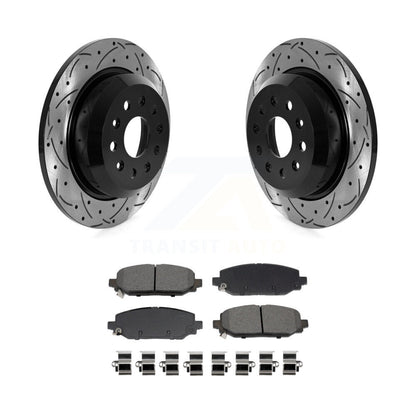 Drill Slot Disc Brake Rotor Semi-Metallic Pad Rear Kit For Jeep Wrangler Rubicon