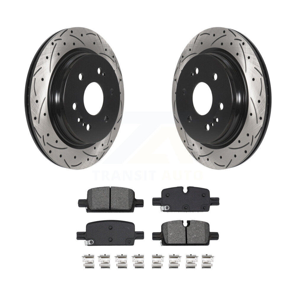 Drill Slot Brake Rotor Semi-Metallic Pad Rear Kit For GMC Chevrolet Silverado XL