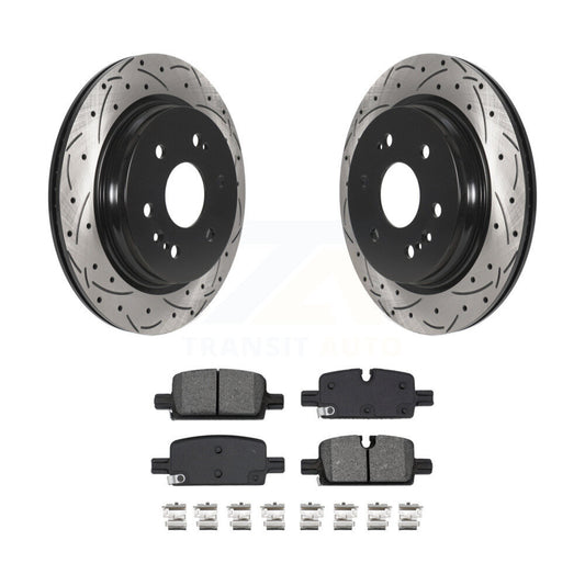 Drill Slot Brake Rotor Semi-Metallic Pad Rear Kit For GMC Chevrolet Silverado XL