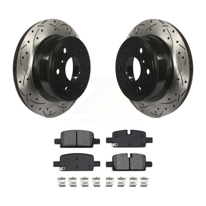 Coat Drill Slot Disc Brake Rotors Semi-Metallic Pad Rear Kit For GMC Sierra 1500