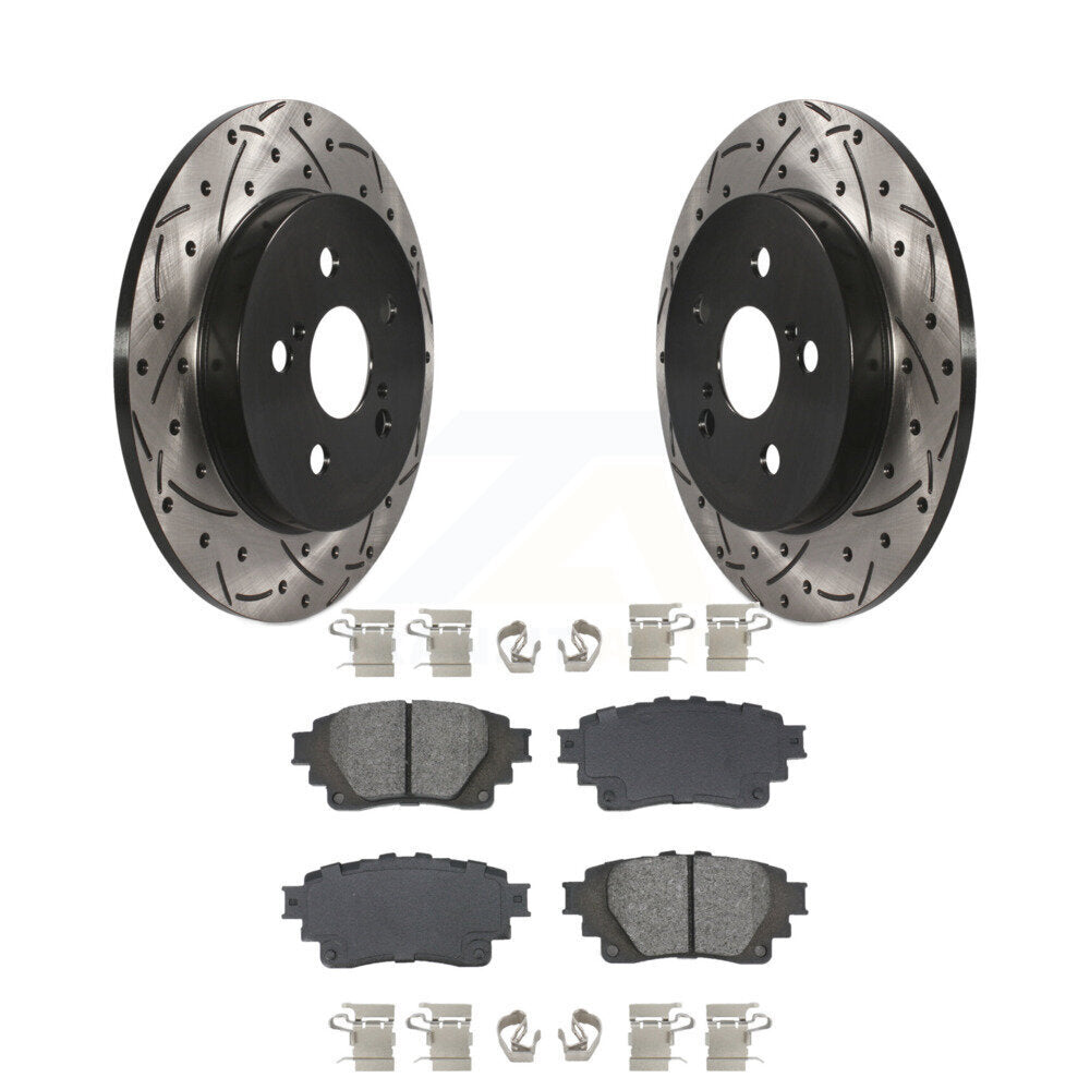 Drilled Slot Brake Rotor Semi-Metallic Pad Rear Kit For 2019 Toyota Corolla 1.8L