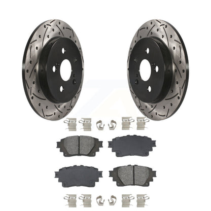 Drilled Slot Brake Rotor Semi-Metallic Pad Rear Kit For 2019 Toyota Corolla 1.8L