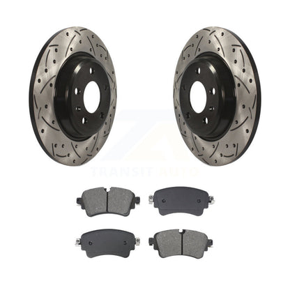 Drill Slot Brake Rotors Semi-Metallic Pad Rear Kit For 2017-2019 Audi A4 Quattro