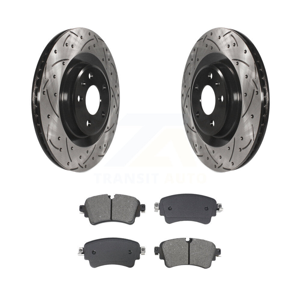 Drilled Slot Brake Rotor Semi-Metallic Pad Rear Kit For Audi Q5 A4 Quattro A5 S5