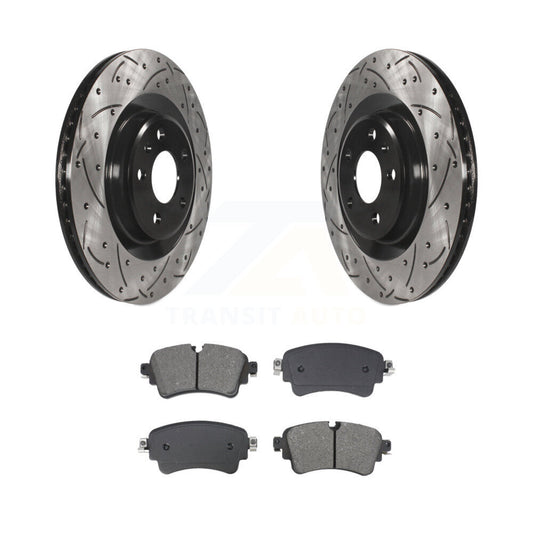 Drilled Slot Brake Rotor Semi-Metallic Pad Rear Kit For Audi Q5 A4 Quattro A5 S5