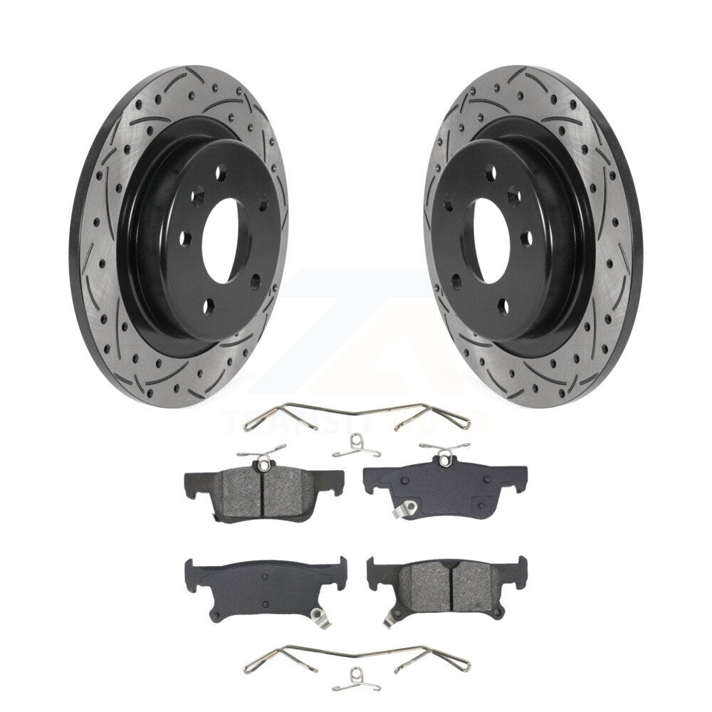Coated Drill Slot Disc Brake Rotor Semi-Metallic Pad Rear Kit For Buick Envision