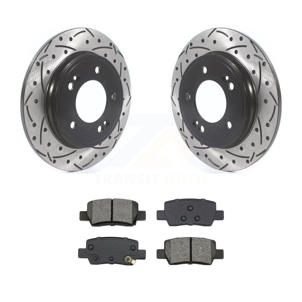 Coat Drill Slot Disc Brake Rotors Semi-Metallic Pad Rear Kit For Hyundai Elantra