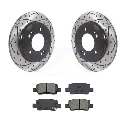 Coat Drill Slot Disc Brake Rotors Semi-Metallic Pad Rear Kit For Hyundai Elantra