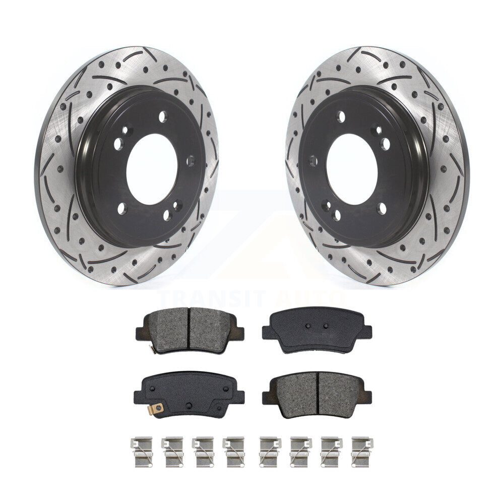 Coat Drill Slot Disc Brake Rotors Semi-Metallic Pad Rear Kit For Hyundai Elantra