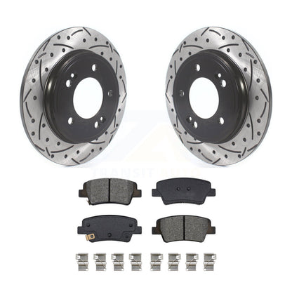 Coat Drill Slot Disc Brake Rotors Semi-Metallic Pad Rear Kit For Hyundai Elantra