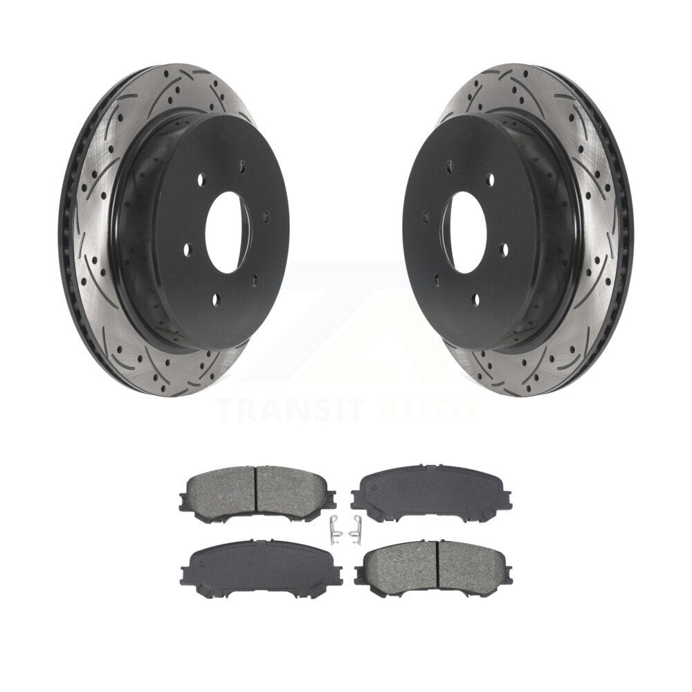 Drilled Slot Brake Rotor & Semi-Metallic Pad Rear Kit For 2017-2023 Nissan TITAN