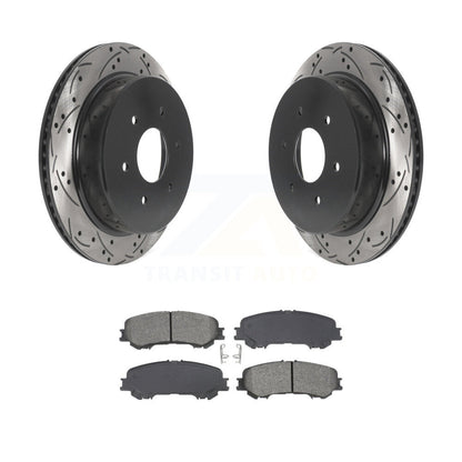 Drilled Slot Brake Rotor & Semi-Metallic Pad Rear Kit For 2017-2023 Nissan TITAN