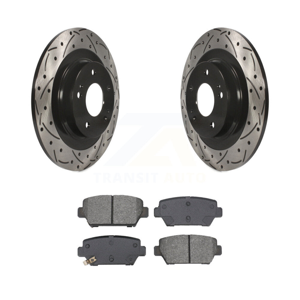 Drilled Slot Brake Rotor Semi-Metallic Pad Rear Kit For Mitsubishi Eclipse Cross