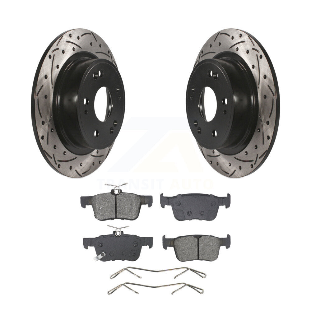 Drilled Slot Brake Rotor & Semi-Metallic Pad Rear Kit For 2018-2024 Honda Accord