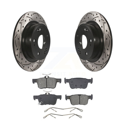 Drilled Slot Brake Rotor & Semi-Metallic Pad Rear Kit For 2018-2024 Honda Accord