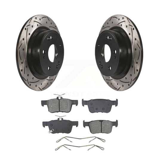 Drilled Slot Brake Rotor & Semi-Metallic Pad Rear Kit For 2018-2024 Honda Accord