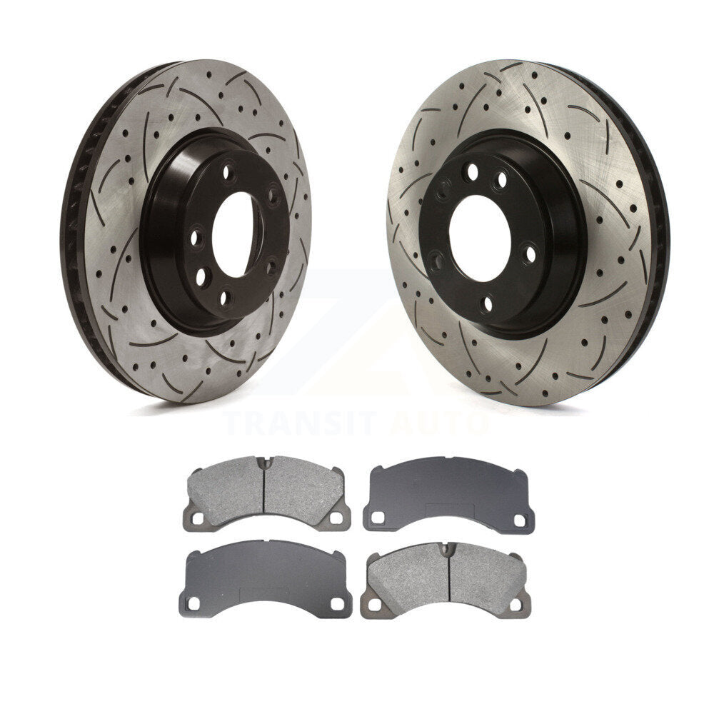 Coat Drill Slot Disc Brake Rotor Semi-Metallic Pad Front Kit For Porsche Cayenne