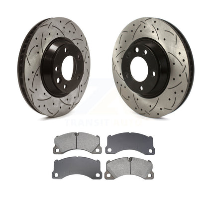 Coat Drill Slot Disc Brake Rotor Semi-Metallic Pad Front Kit For Porsche Cayenne