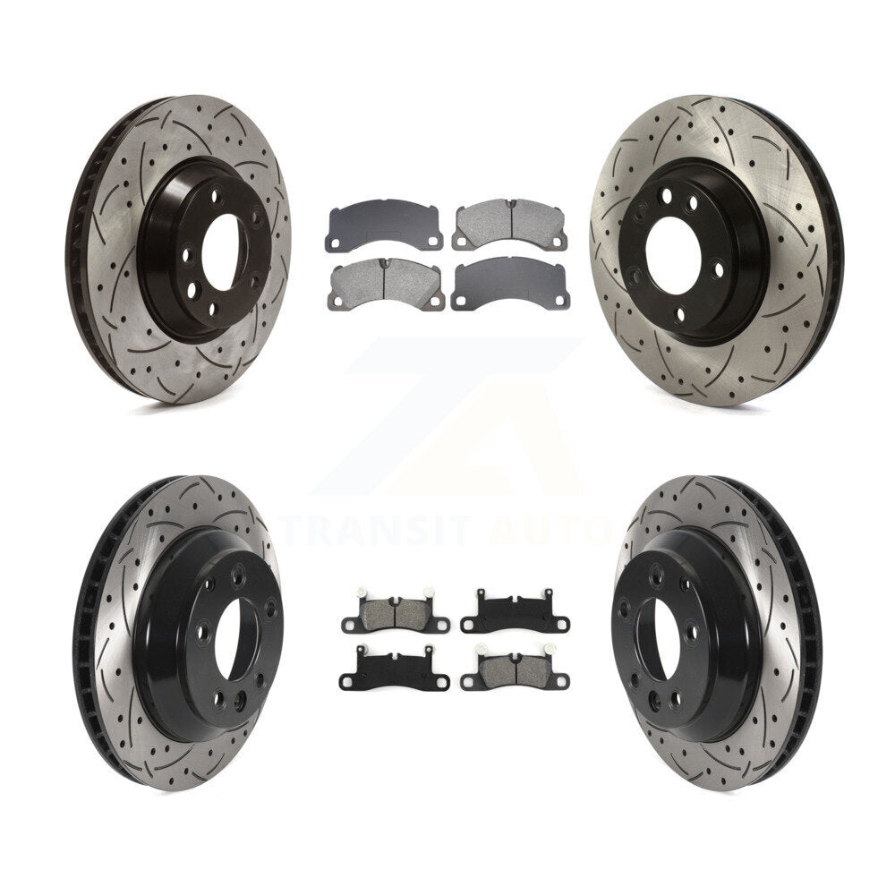 Disc Brake Rotors And Semi-Metallic Pad Front Rear Kit (6Pc) For Porsche Cayenne