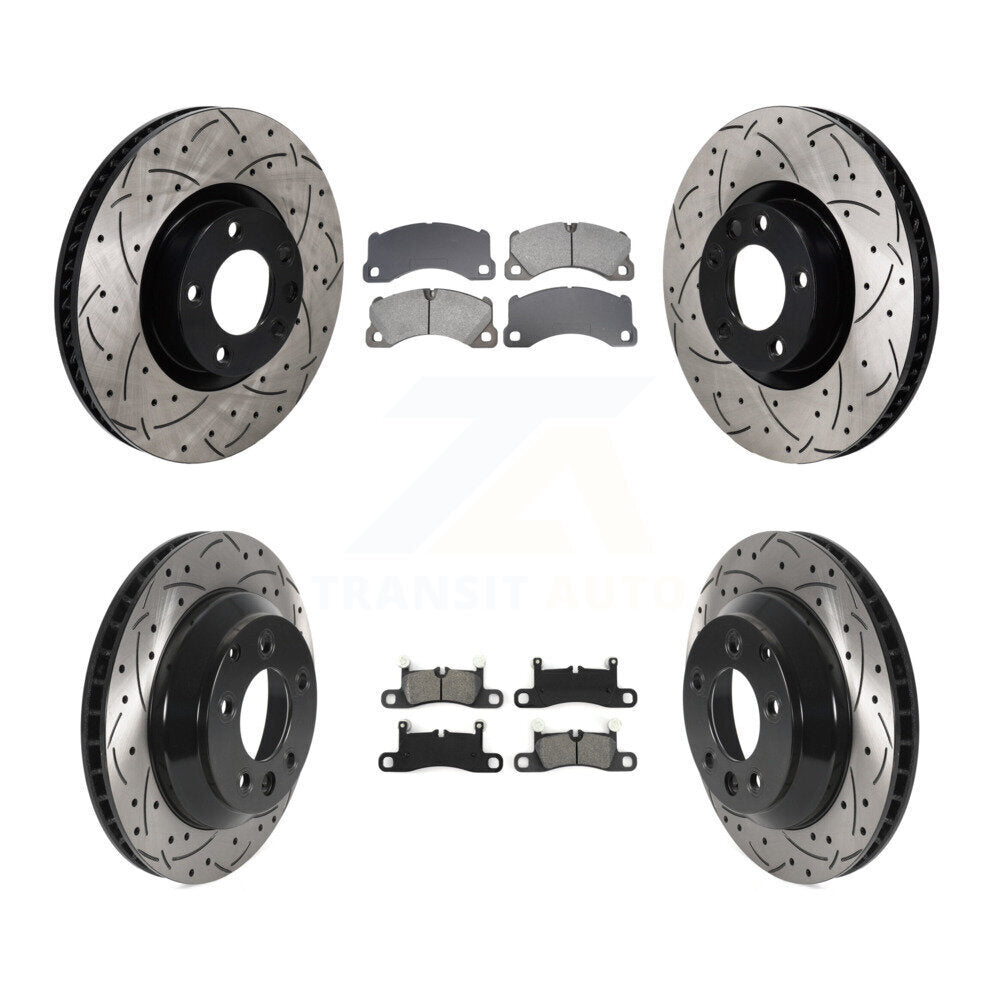 Disc Brake Rotor & Semi-Metallic Pad Front Rear Kit (6Pc) For Volkswagen Touareg