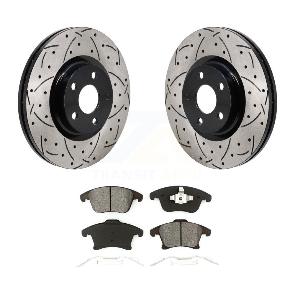 Drilled Slot Brake Rotors Semi-Metallic Pad Front Kit For 17-20 Lincoln MKZ 2.0L