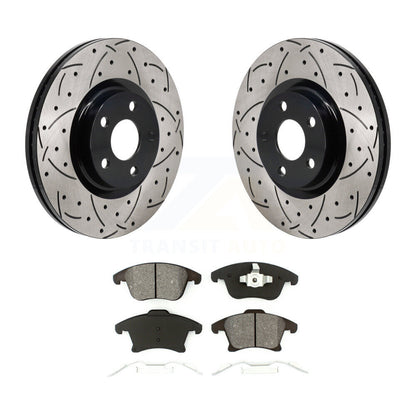 Drilled Slot Brake Rotors Semi-Metallic Pad Front Kit For 17-20 Lincoln MKZ 2.0L