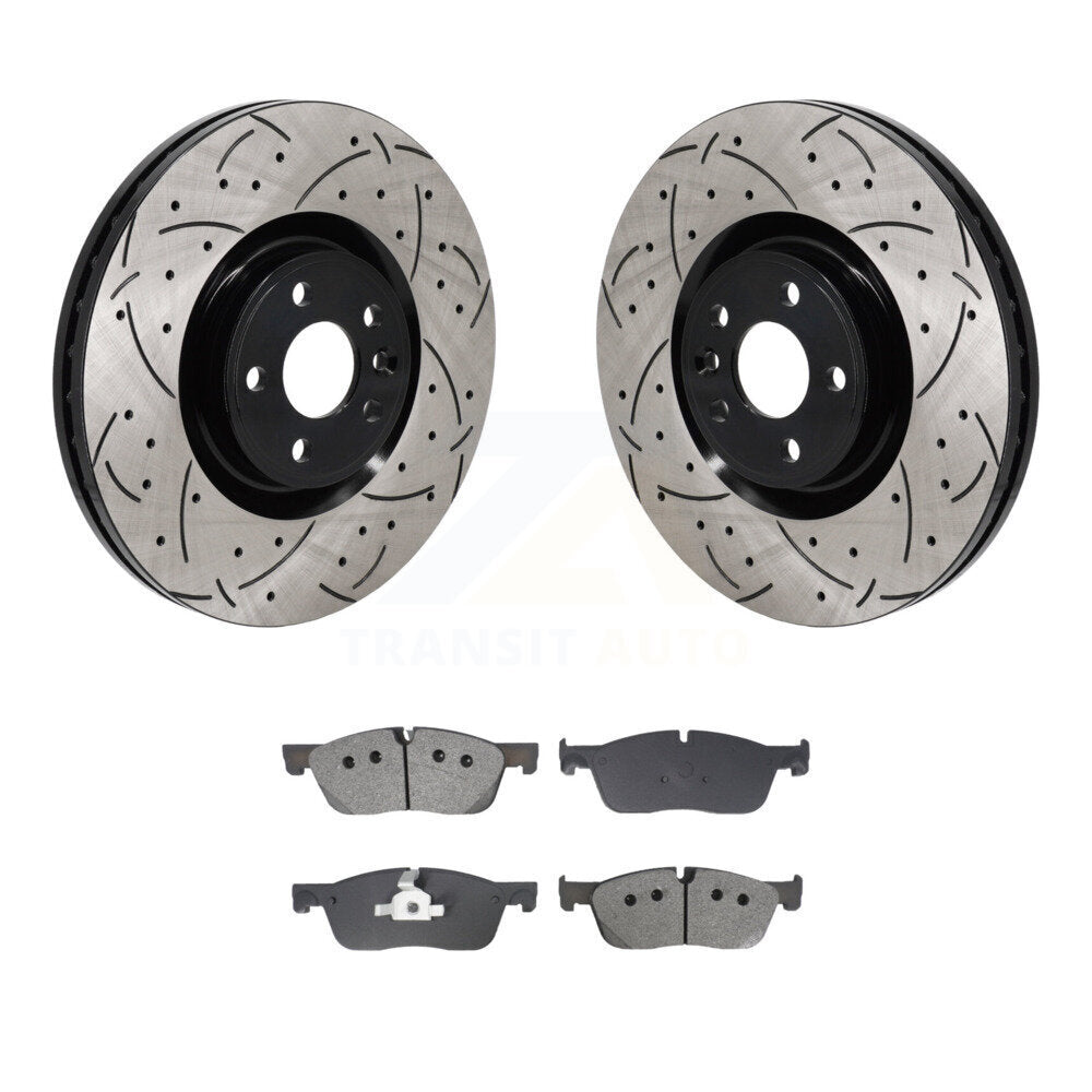 Drill Slot Disc Brake Rotor Semi-Metallic Pad Front Kit For Land Rover Discovery
